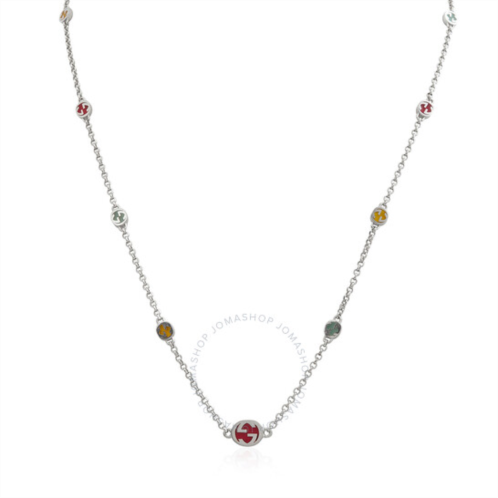Gucci Sterling Silver Interlocking G Multicoloured Enamel Necklace -