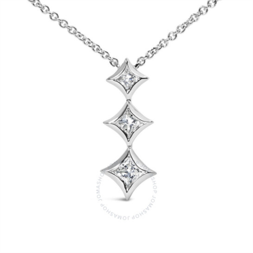 Haus Of Brilliance 10K White Gold 1/5 Cttw Princess Cut Diamond 3 Stone Drop 18 Pendant Necklace (H-I Color, SI2-I1 Clarity)