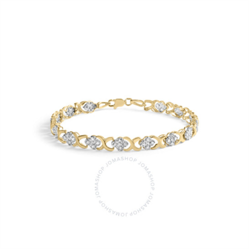 Haus Of Brilliance 10K Yellow Gold 1.00 Cttw Diamond 5 Stone Floral Cluster and X Link 7 Bracelet (I-J Color, I3 Clarity)