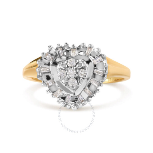 Haus Of Brilliance 10K Yellow Gold 1/4 Cttw Round and Baguette cut Diamond Heart Shape Ballerina Ring (H-I Color, I1-I2 Clarity)