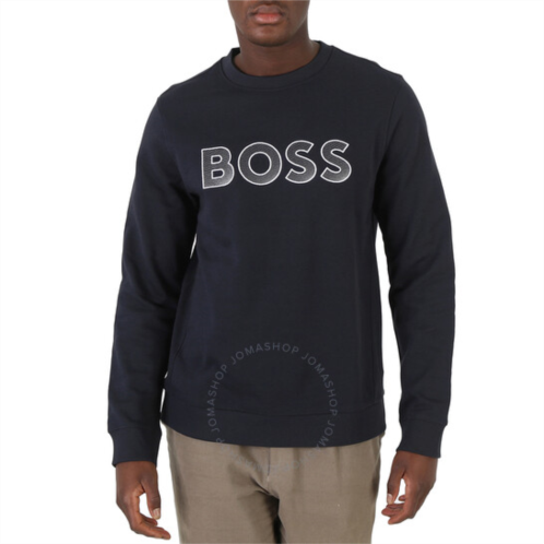 Hugo Boss Dark Blue Salbo Logo Embroidered Jersey Sweatshirt, Size X-Large