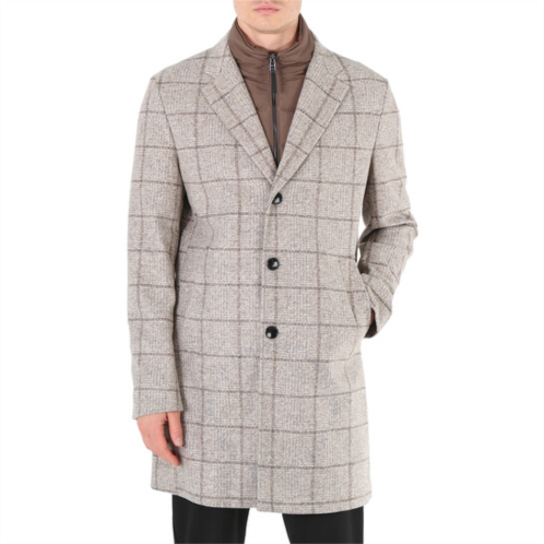 Hugo Boss Mens Medium Beige Slim-Fit Coat With Zip-Up Inner, Brand Size 52 (US Size 42)