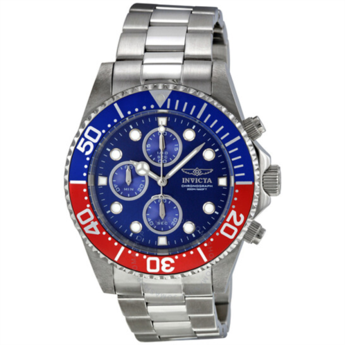 Invicta Pro Diver Chronograph Blue Dial Pepsi Bezel Mens Watch