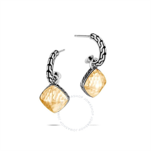 John Hardy Classic Chain Sugarloaf Earring in Silver and Hammered 18K Gold