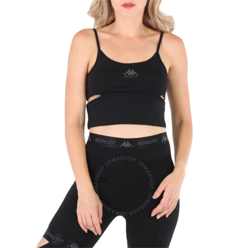 Kappa X Befancyfit Black Cut-Out Stretch Jersey Top, Size Large