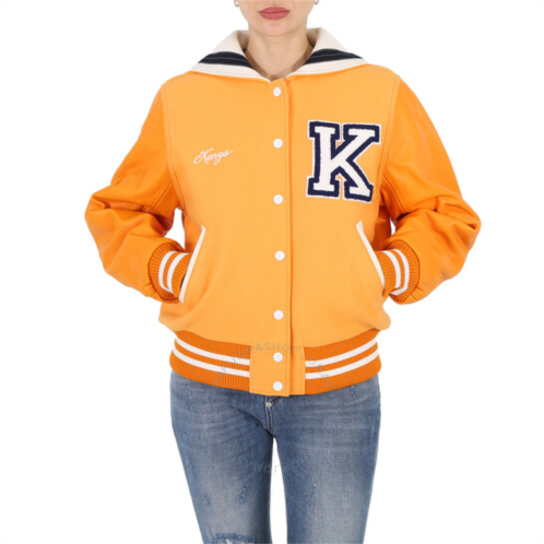 Kenzo Ladies Apricot Varsity Wool And Leather Jacket, Size Small