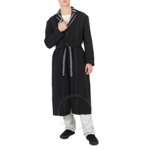 Maison Margiela Dark Grey Reversible Striped Overcoat, Brand Size 42
