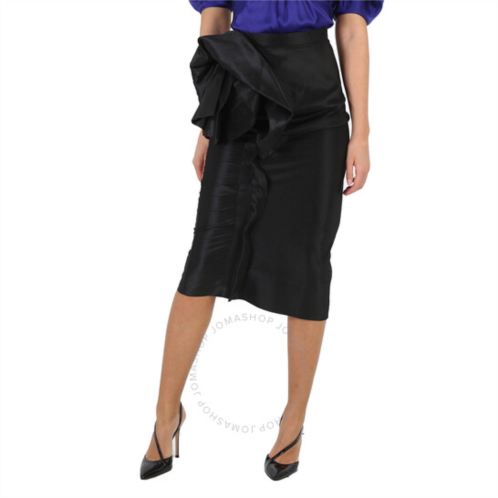 Maison Margiela Ladies Black Floral-Detail Midi Skirt, Brand Size 38 (US Size 4)
