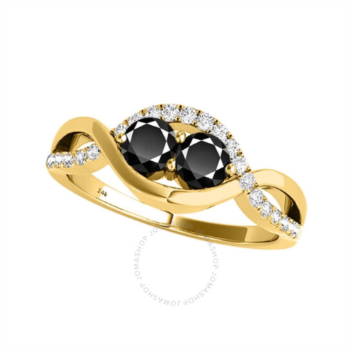 Maulijewels 1.25 Carat Black Two Stone & Yellow Diamond Engagement Rings In 14K Solid Yellow Gold In Ring Size 8