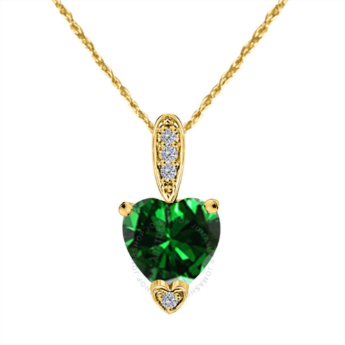 Maulijewels 1.25 Carat Heart Shape Emerald Gemstone And White Diamond Pendant In 10k Yellow Gold With 18 10k Yellow Gold Plated Sterling Silver Box C