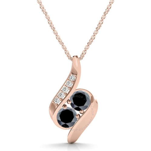 Maulijewels 14K Rose Gold 0.25 Carat Natural Black & White Diamond Two Stone Pendant With 18 14k Rose Gold Plated Sterling Silver Box Chain