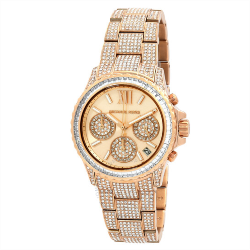 Michael Kors Everest Chronograph Quartz Crystal Rose Gold Dial Ladies Watch