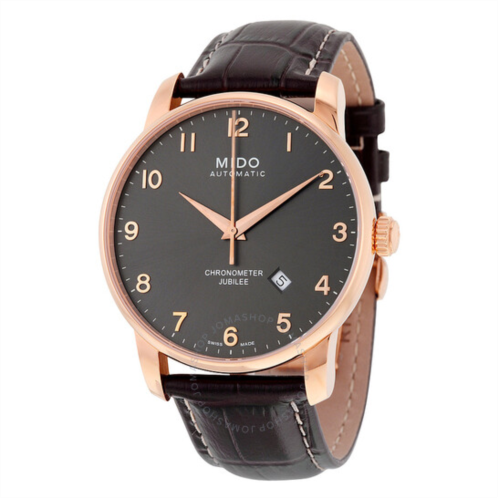 Mido Jubilee Automatic Black Dial Brown Leather Mens Watch
