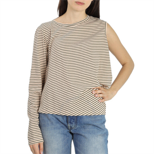 Mm6 Maison Margiela MM6 Ladies Asymmetric Stripe Stretch-cotton T-shirt, Size Medium