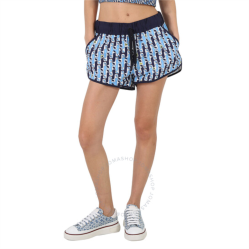 Moncler Grenoble Ladies Abstract Printed Shorts - Bright Blue, Size Medium