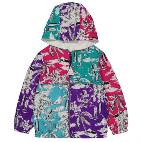 Moncler Kids Nazira Mixed-Print Hooded Jacket, Size 18/24M