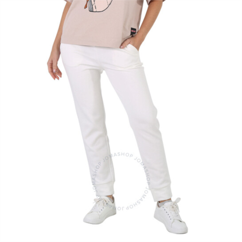 Moncler Ladies Logo Patch Sweatpants in White, Size Small