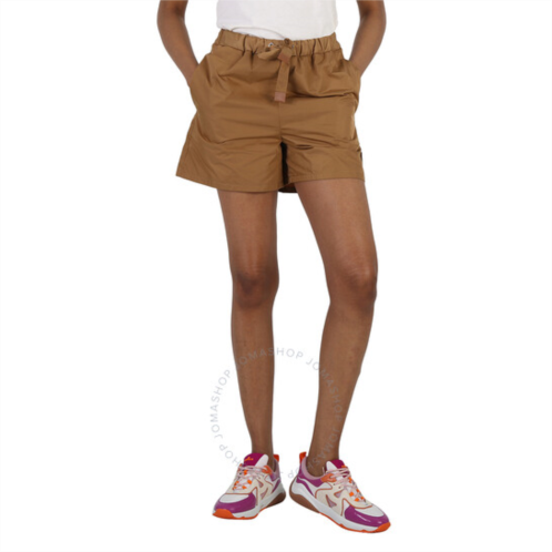 Moncler Ladies Tan Gabardine High-Waisted Drawstring Shorts, Brand Size 38 (US Size 0)