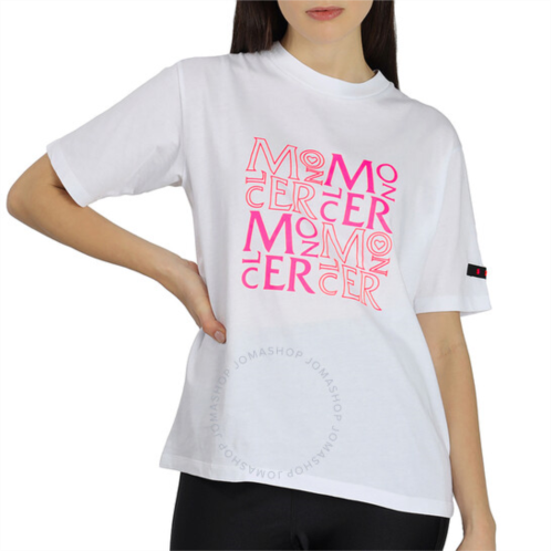 Moncler Ladies White Cotton Logo Patch Short Sleeve T-shirt, Size X-Small