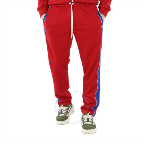 Moncler Mens Dark Red Striped Drawstring Sweatpants, Size Medium