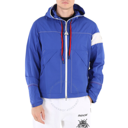 Moncler Mens Medium Blue Fujio Logo-Patch Hooded Jacket, Brand Size 5 (XX-Large)