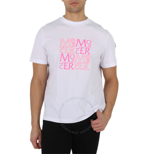 Moncler Mens White Logo Print Cotton Jersey T-Shirt, Size Small