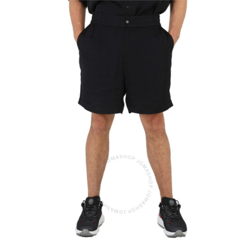 Moschino Black Allover Logo Viscose Satin Shorts, Brand Size 46 (Waist Size 30)