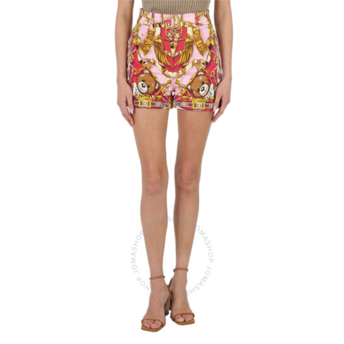Moschino Ladies Fantasia Rosa Teddy Scarf High-waisted Shorts, Brand Size 38 (US Size 4)