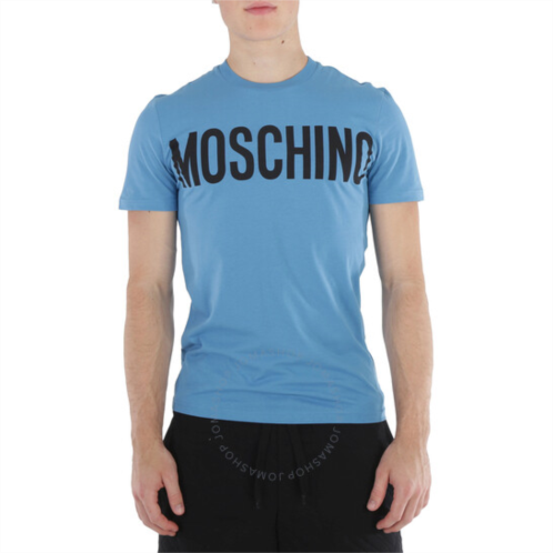 Moschino Mens Blue Logo Print Cotton Jersey T-Shirt, Brand Size 44 (US Size 34)