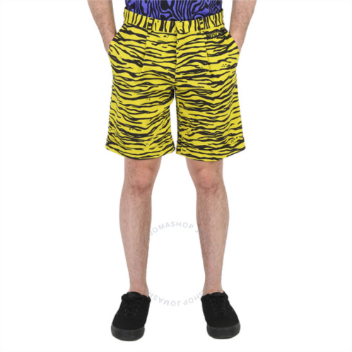 Moschino Mens Yellow Printed Stretch Cotton Shorts, Brand Size 44 (Waist Size 29)