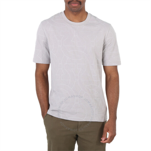 Salvatore Ferragamo Mens Grey Gancini Logo Cotton T-Shirt, Size Medium