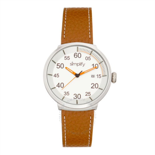Simplify The 7100 Quartz White Dial Brown Leather Watch