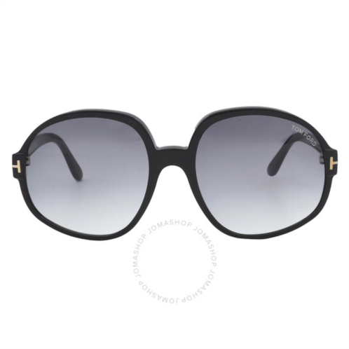 Tom Ford Claude Smoke Dark Grey Gradient Oversized Ladies Sunglasses