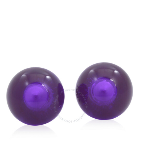 Tory Burch Ladies Tory Silver/Purple Resin Logo Earrings