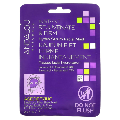 Andalou Naturals Instant Rejuvenate & Firm Hydro Serum Beauty Facial Mask 1 Fiber Sheet 0.6 fl oz (18 ml)