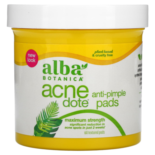 Alba Botanica Acnedote Anti-Pimple Pads Maximum Strength 60 Textured Pads