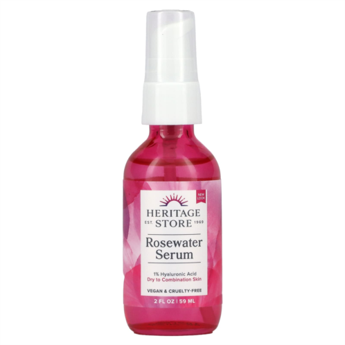 Heritage Store Rosewater Serum with 1% HA Dry to Combination Skin 2 fl oz (59 ml)