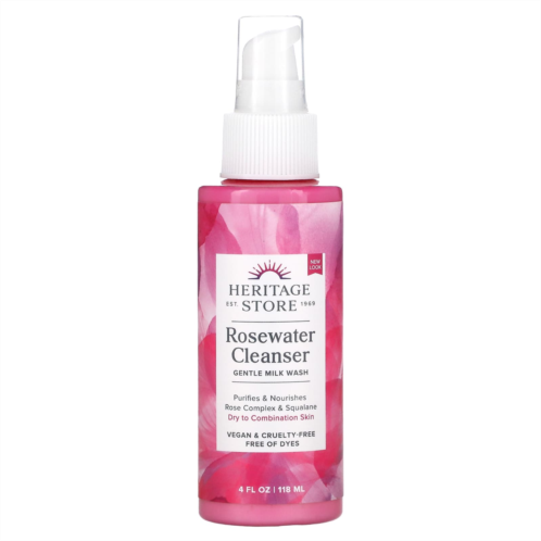 Heritage Store Rosewater Cleanser Dry To Combination Skin 4 fl oz (118 ml)