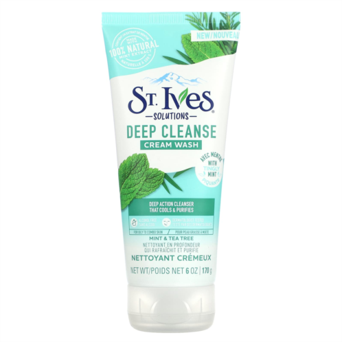 St. Ives Solutions Deep Cleanse Cream Wash Mint & Tea Tree 6 oz (170 g)