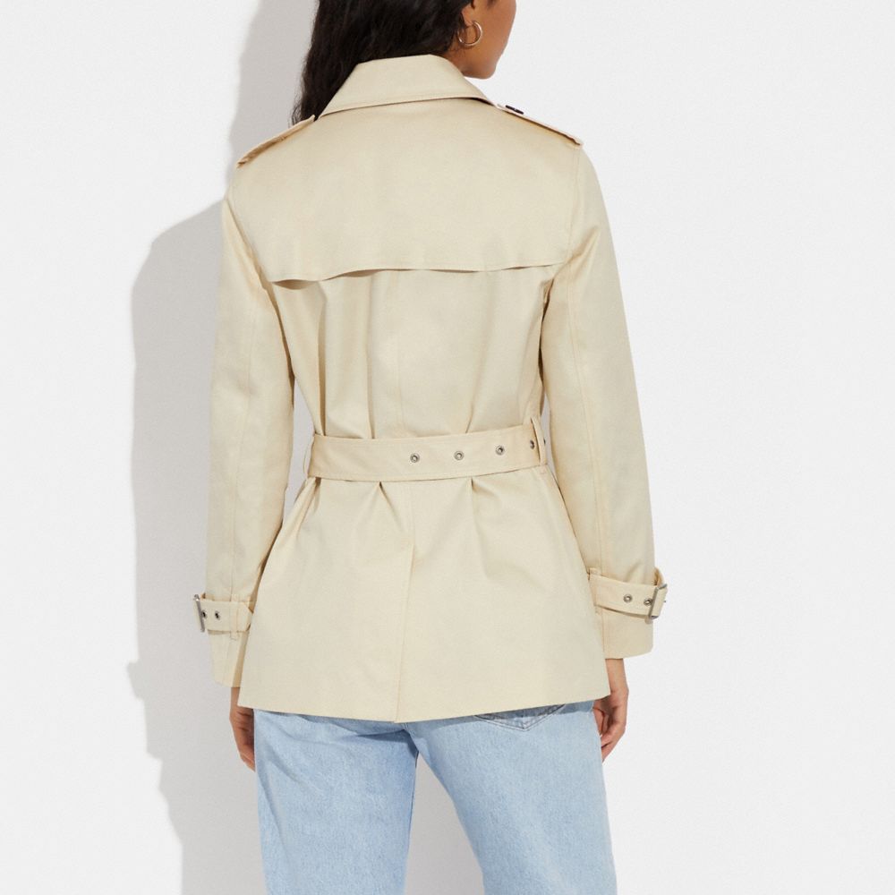 COACH Solid Short Trench Coat