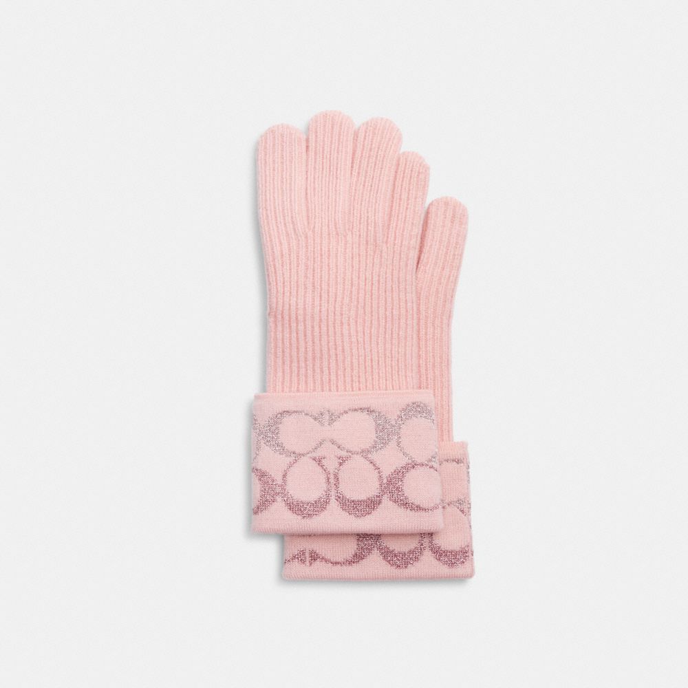 COACH Signature Metallic Knit Gloves