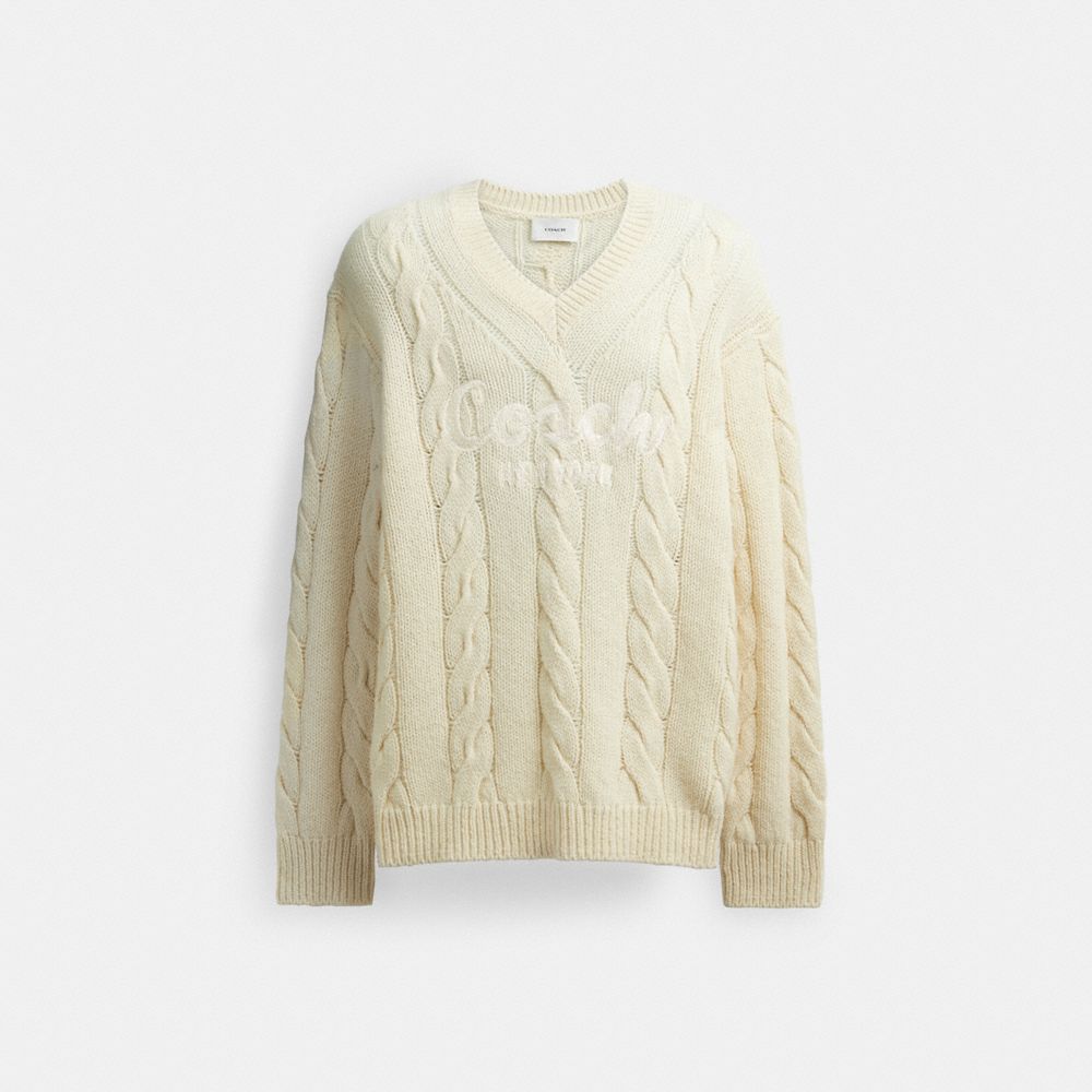 Coach Signature Sweater In Recycled Wool