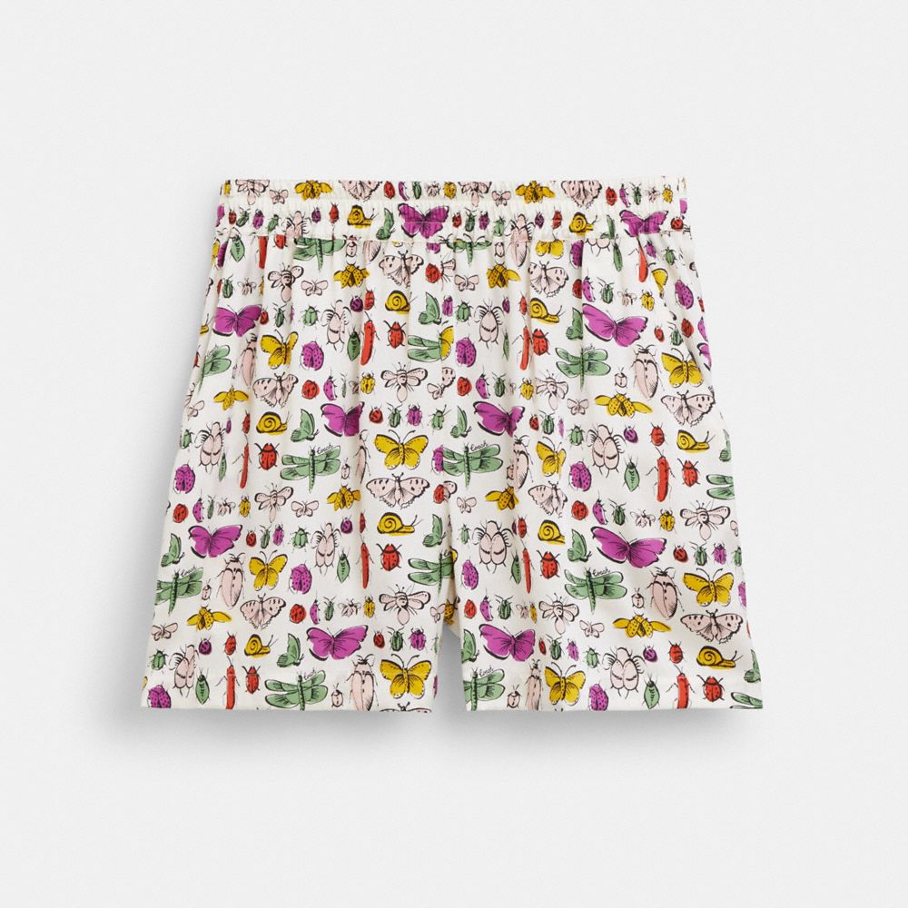 COACH Bug Print Silk Shorts