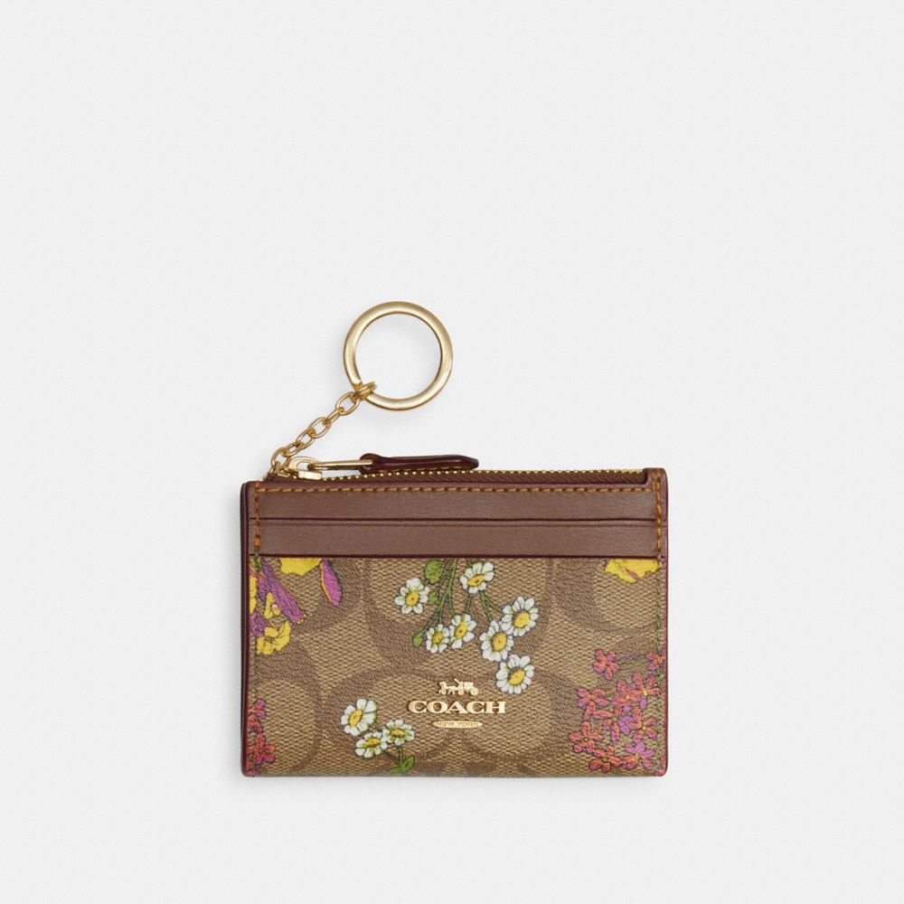COACH Mini Skinny Id Case In Signature Canvas With Floral Print
