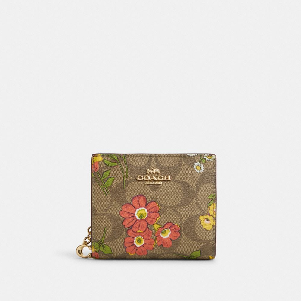 COACH Snap Wallet In Signature Canvas With Floral Print