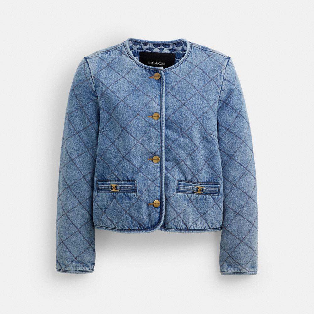 Coach Heritage C Quilted Denim Jacket In Organic Cotton