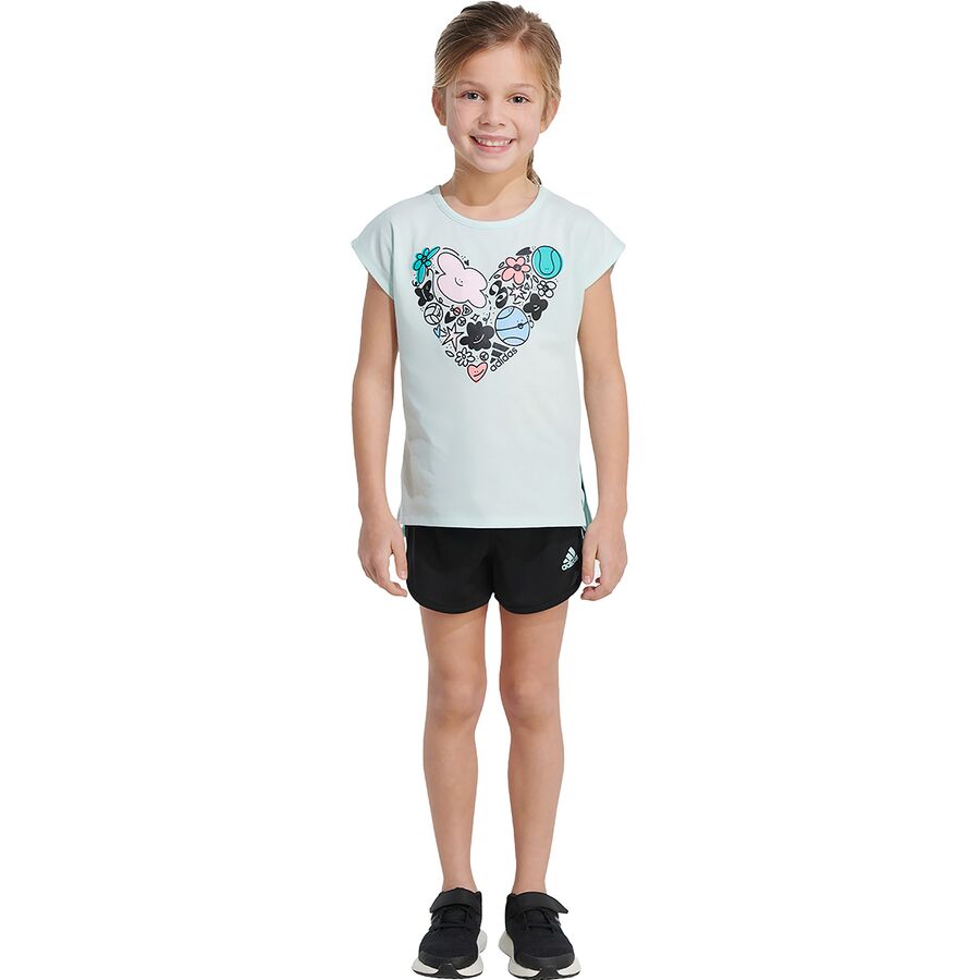 Adidas Graphic T-Shirt Mesh Short Set - Girls