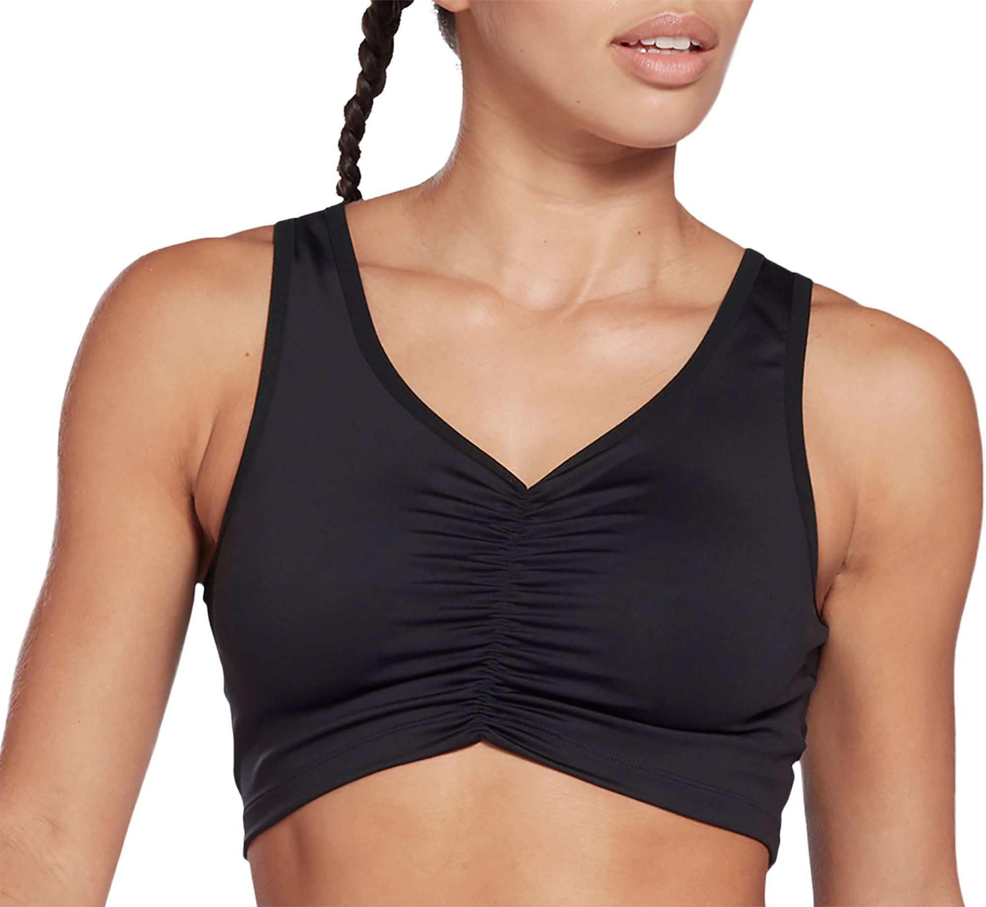 Reebok Womens Ruched Cropped Tank Top