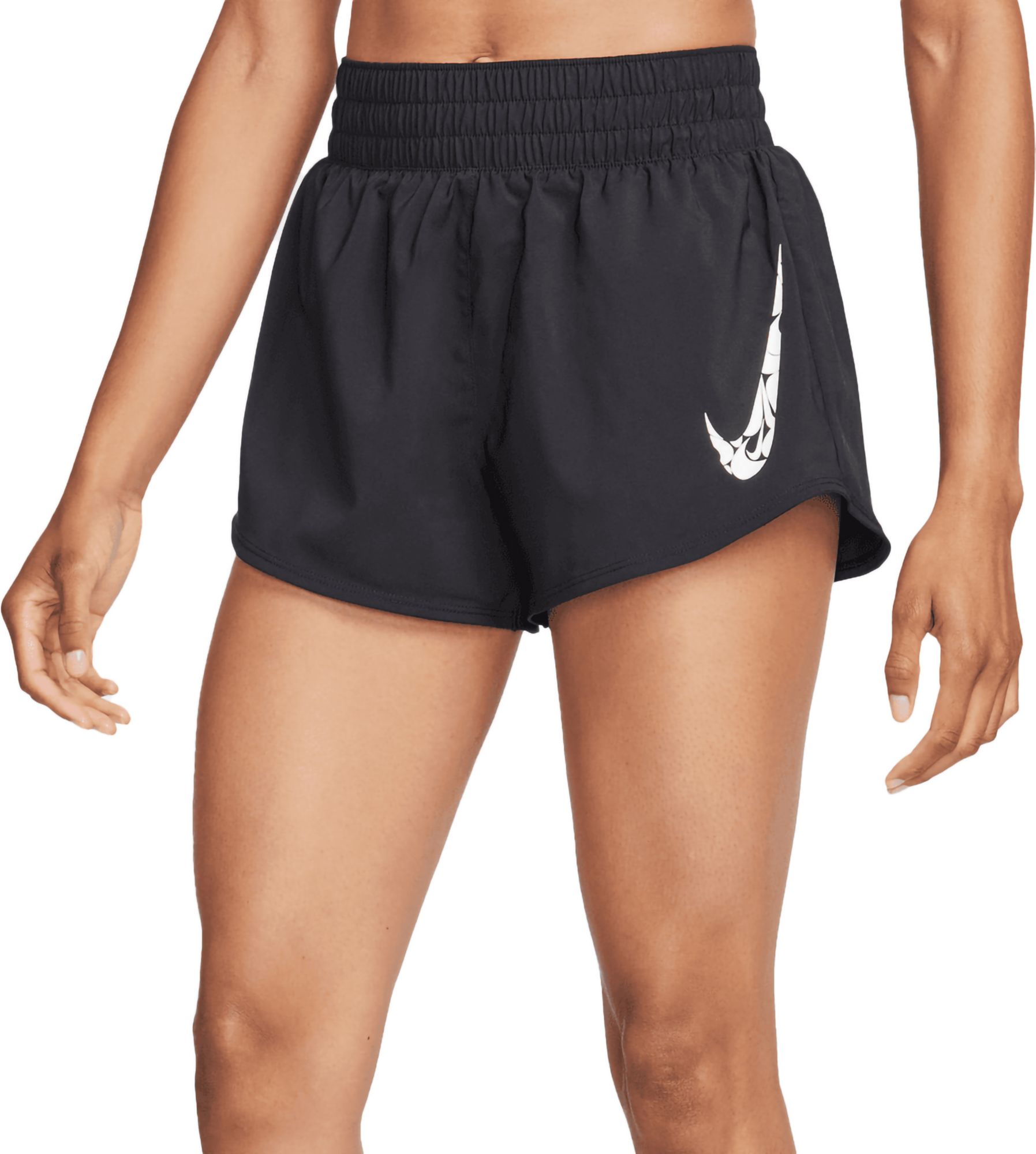 Nike One Womens Swoosh Dri-FIT Running Mid-Rise Brief-Lined Shorts