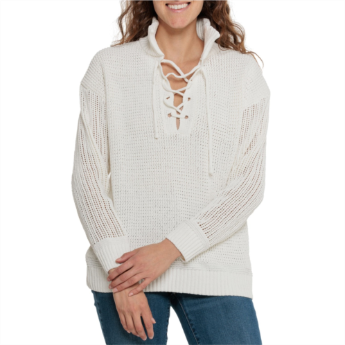 C&C California Open Weave Lace-Up Sweater
